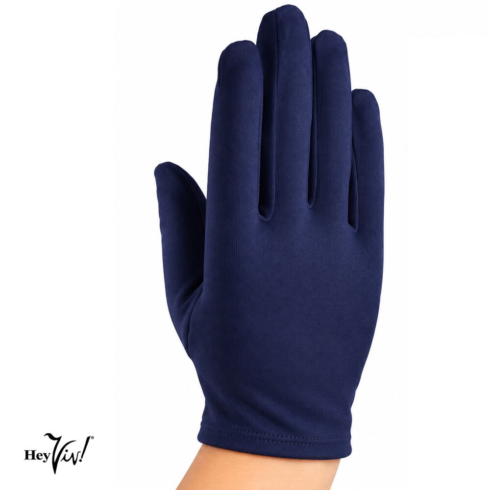 Royal Blue Wrist Length Stretch Nylon Dress Gloves Wedding Church Formal Hey Viv